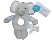 Carter's Baby Gray Elephant Plush Ring Rattle Infant Soft Toy 2020 6.5" NWT