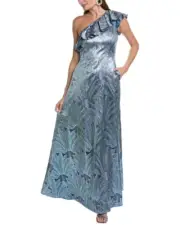 AIDAN MATTOX One Shoulder Metallic Gown (size 8)