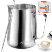 Milk Frothing Pitcher, 12oz/350ml Stainless Steel Steaming Pitcher Barista Mi...