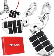 Benlari Highway Pegs,1.25" Highway Footpegs 304 Stainless Steel Adjustable Short Angled Fit for Harley Davidson Touring Street Glide Road Dyna Sportster Softail fits 1-1/4"(32mm) Engine Guard(Chrome)