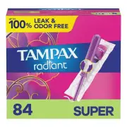 Tampax Radiant Tampons 28 Count Pack LeakGuard Braid Comfortable Protection