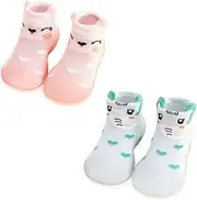 [FedMois] 2 Pairs Baby Socks Non-Slip Cotton Slipper Socks