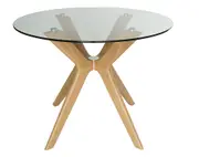SK Designer Living Doreen Collection - Round Glass Dining Table - 100cm