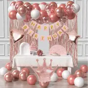 Rose Gold Birthday Party Decorations for Girl Women-Rose Gold White Balloons,Hap