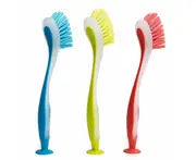 Dishwashing Brushes Plastic Brush With Suction Cup Dishwasher Safe, Set Of 3