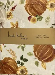 Nicole Miller Pumpkin Patch Sunflower Tablecloth 70” Round Woven Metallic