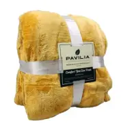 Pavilia Women's Premium Plush Throw Blanket 90"×90" P-B3014-Q Mustard Yellow