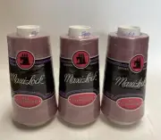 3 Large Cones Maxi-Lock Serger Thread 3000 Yard 100% Polyester Thread Roseate