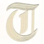 White Old English Letter C Cream Vanilla Embroidered Patch 4"