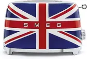 Smeg, 2x2 TSF01UJEU Toaster, 2 Slots for 2 Slices, 6 Gilding Levels, Heating Function, Defrost and Bagel Function, Collection Drawer, 950 W, Special Edition Union Jack