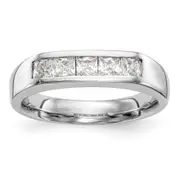 0.70ct. CZ Solid Real 14K White Gold 5-Stone Channel Wedding Band Ring