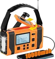 GREATONE Emergency Solar Crank Radio with Flashlight and Reading Lamp,Weather Radio AM/FM/NOAA Protable Radio for Home and Outdoor,10000mAh Power Bank SOS Alarm Emergency Supplies (Orange)