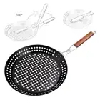 Bakeware Grill Pan Round BBQ Griddle for Baking Outdoor Indoor Grilling