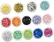 NULYLU 14 Boxes Nail Sequin Stars DIY Nail Art Charms Glitter Stars for Manicure Decorative