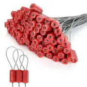 100 PCS Steel Security Cable Seals Numbered Tamper Proof Security Tags Red Pu...