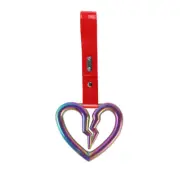 Car Accs JDM S Broken Heart TSURIKAWA Neo Chrome Ring Red PVC Handle Strap X1
