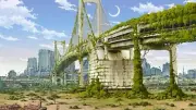 Anime artwork city nature japan fantasy art apocalyptic Playmat Gaming Mat