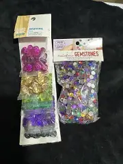 Assorted Rainbow Gemstones & Sequins For Crafts