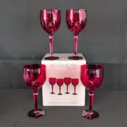 MARQUIS by WATERFORD Brookside Red Crystal Wine Glasses 8.5" Set of 4 Boxed.