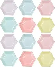Talking Tables We Heart Pastel Small Hexagonal Matte Disposable Plates, 12 Count, for a Birthday Party or Celebration, Multicolor