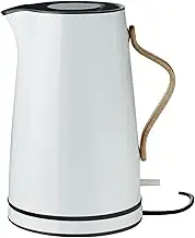 Stelton Emma Electric Kettle - Coffee & Teapot, Scandinavian - Filter, Boil Dry Safety Switch with Shut-Off, Beech Wood Handle - 1.2 litres, Light Blue, EU Plug