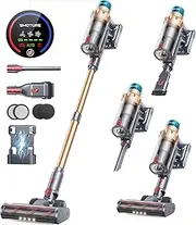 Cordless Vacuum Cleaner, 45KPA 550W, 60Mins Runtime, Self-Standing Stick Vacuum with Aroma Function, Auto Mode, Wall Charging, Touchscreen, Anti-Tangle Vacuum Cleaner for Pet Hair/Hardfloor/Carpet