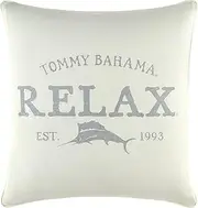 [Tommy Bahama] Throw Pillow Soft Cotton Zipper Closure, Stylish Home Decor for Bed or Couch, 18" L x 18" W, Relax Grey/Beige
