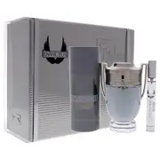 Paco Rabanne Invictus For Men 3 Pc Gift Set 3.4oz EDT Spray, 0.34oz EDT Spray, 5.1oz Deodrant Spray