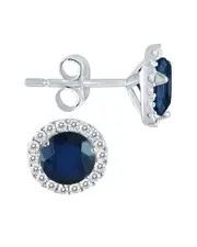 14K 1.14 ct. tw. Diamond & Sapphire Earrings