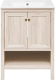 Swiss Madison Château 24" Freestanding Bathroom Vanity in White Oak with Sink Top