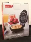Brand New Dash Mini Waffle Maker 4” Cooking Surface Nonstick 350 Watts Black