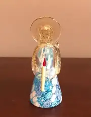 Murano Glass Millefiori Light Blue Angel 4.5" 24k Gold Leaf Accents NEW