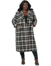 [Something 4 Olivia] Cecilia Check Longline Coat in Black/White