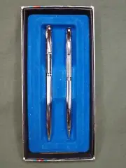 Sheaffer USA White Dot Triumph Chrome Reminder Clip Ballpoint Pen & Pencil Set