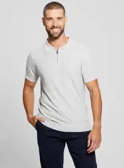 GUESS Grey Checkered Kyle Polo T-Shirt Size: 2XL, Polyester