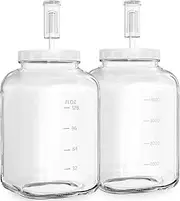 2 Pack Large Minimalist Fermentation Jars, 1.5 Gallon Glass with 100% Airtight Lid & 3 Airlocks, Wide Mouth, Scale Line, Pickle Jar, Sourdough Starter Jar for Veggies, Sauerkraut, Kombucha
