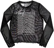 [Rock Off officially licensed products] Joy Division Unknown Pleasures Long Sleeve Mesh Crop Top