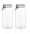 2x Clear Glass Jars Clip Candy Food Seasoning Condiment Storage Container 2.1L