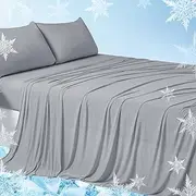 YIYEA Cooling Sheets, Arc-Chill Q-Max>0.5 Cooling Bed Sheets for Hot Sleepers, Thin, and Breathable Summer Queen Sheet Set with 2 Sheets Fasteners, 16" Deep Pocket Queen Sheets