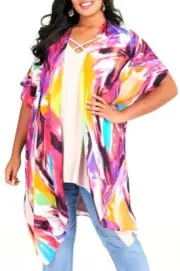 TS TAKING SHAPE plus size OSFA Colour Twist Cape ultra-light jacket cover NWT!