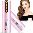 Cordless Auto Hair Curler, Automatic Curling Iron with 6 Temperatures & Pink