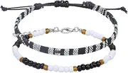 [Generic] Boho Rice Beads Ankle Bracelets Colorful Adjustable Hand-Woven Rope Surfer Foot Jewelry Set Handmade Rope Wrap Friendship Bracelets Anklet for Women Men Jewelry Accessories