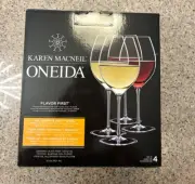 Oneida Karen MacNeil Flavor First 4-Piece Wine Glass Set NEW IN BOX Silky Wines