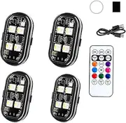 High Brightness Wireless Led Strobe Light, Led Strobe Drone Lights, 7 Colors USB Rechargeable Flashing Lights, Wireless Remote Control Anti-Collision Strobes Light (B-4PC)