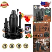 Premium Glossy Black Bartending Kit - 13 Essential Tools for Party Perfection