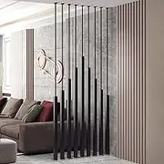 Privacy Screen Room Dividers 135-300cm Tall Office Decor Column, Wall Divider Post for Rooms Separator, Black Metal Slats Modern Separation Column(10pcs,135cm/53in/4.43ft)