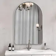 Chrome Mirror, 20X30’’ Polished Chrome Arched Mirror, Arch Bathroom Mirror for V