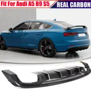 REAL CARBON Rear Bumper Diffuser Lip Spoiler For Audi S5 A5 B9 Sline 2017-2019 (for: Audi)