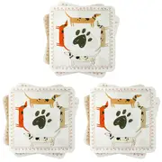 3x Urban Dog Cork MDF Coasters White 10cm Kitchen Decor Tableware/Dinnerware