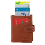 Pierre Cardin Leather Smart Slide Card Holder Tab Bi-Fold Wallet 10cm Tan